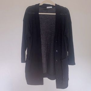 Carly Jean Los Angeles Black Waffle Knit Cardigan Size XS